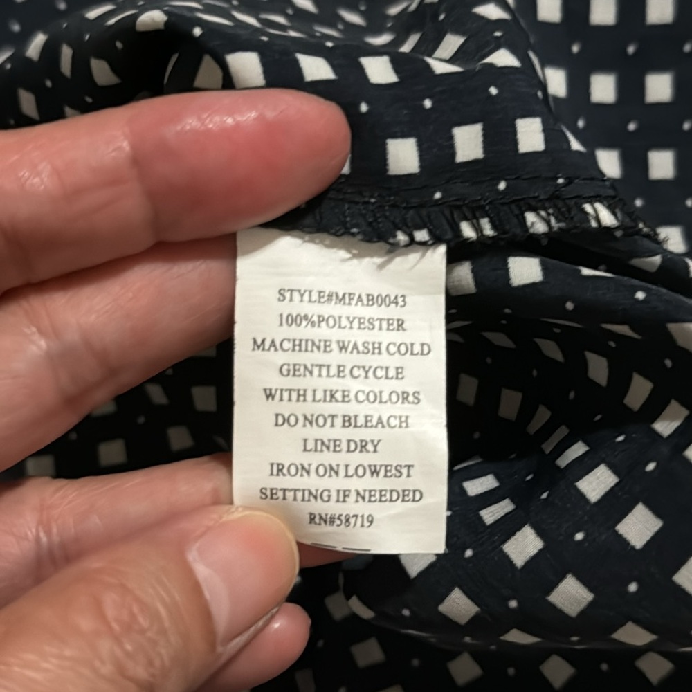 Notations Geometric Square Print Blouse Button Fr… - image 8